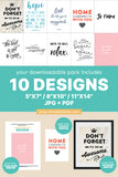 Bedroom Inspirational Printable Gallery Wall Art Pack (10 Prints)