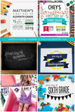 first day of school sign options, matching last day of school signs
