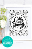cats make me happy handlettered funny art printable home decor loves cats owner