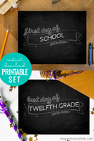 chalkboard printable school photo signs for first and last day