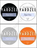 Printable Yardzee Game Score Card + Instructions and Storage Bucket Label