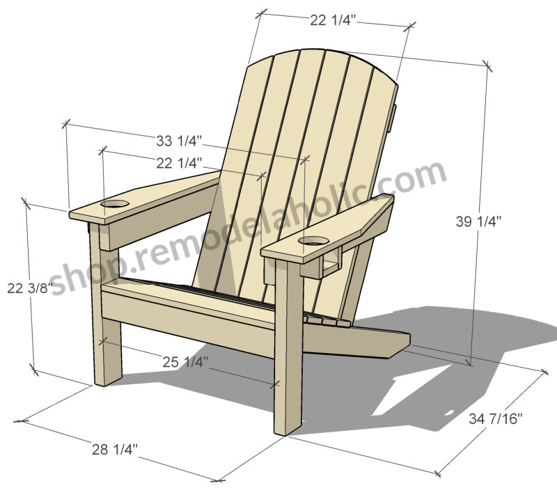 Adirondack Chair Templates Full Size Mailed For Purchase Tall