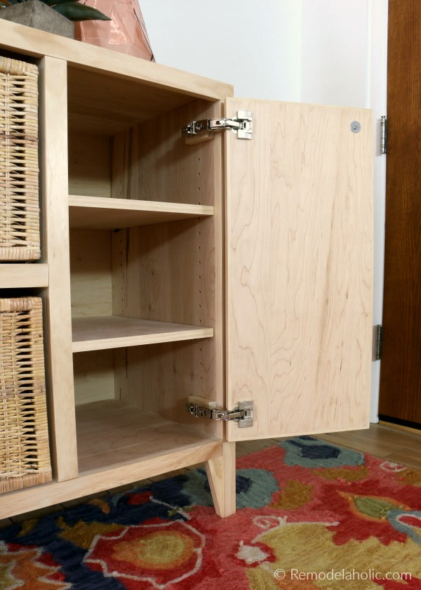 DIY Storage Console -{With Cabinets, Shelves, and Cubbies!}
