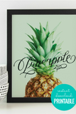 Printable Kitchen Wall Art: Pineapple Word Art