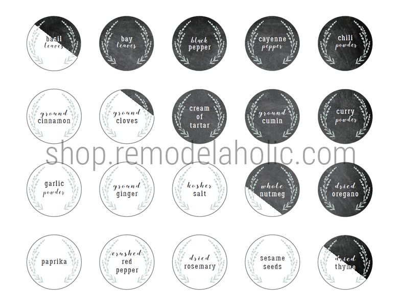 Editable Black Spice Jar Labels, Printable Spice Jar Label