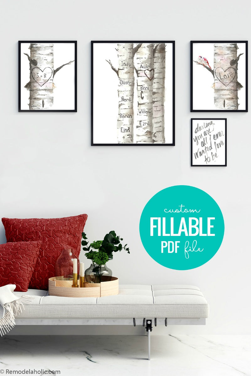 Personalized Carved Birch Tree Printable Art BUNDLE Remodelaholic