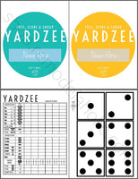 Printable Yardzee Game Score Card + Instructions and Storage Bucket Label