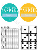 Printable Yardzee Game Score Card + Instructions and Storage Bucket Label
