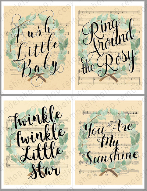 Printable Nursery Rhyme Sheet Music Art (Set of 4) – Remodelaholic