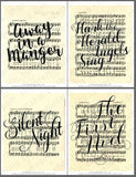 vintage Christmas sheet music printable art, black lettering