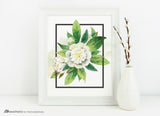 Watercolor White Floral Wall Art Printable
