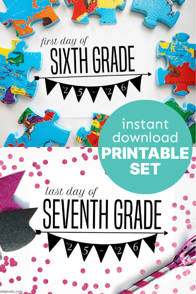 Bunting First and Last Day of School Sign Set (2025-2026)
