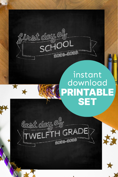 Chalkboard First and Last Day of School Sign Set (2025-2026)