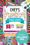 Editable Confetti Infographic First and Last Day of School Sign Set for 2026-2027