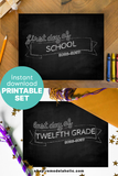 Chalkboard First and Last Day of School Sign Set (2026-2027)