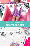 Pennant Flag First and Last Day of School Sign Set (2025-2026 Update)