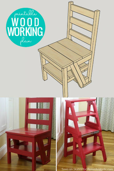 DIY Ladder Chair Woodworking Plan (Folding Step Stool Chair)