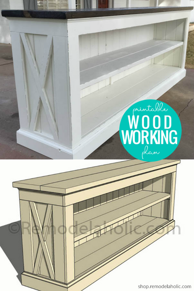DIY Farmhouse TV Console Table Woodworking Plan