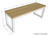 DIY Wood Bench with Chevron Top and Box Leg Base - Woodworking Plans