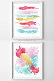 Colorful Abstract Brushstroke Art Printable Set