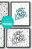 cat lover handlettered home decor art printable instant download