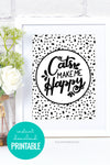 cats make me happy handlettered funny art printable home decor loves cats owner