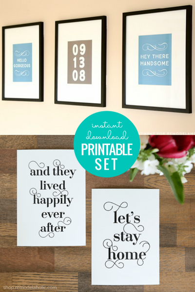 Typographic Word Art Printable Set for Couples