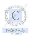 Custom Family Name Wall Art: Farmhouse Printable Monogram