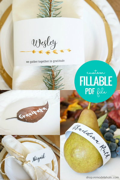 Custom Printable Place Card Set - Type Your Own Name Cards