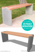 Modern DIY Outdoor Bench Plans - Redwood and Concrete