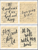 handlettered hymns on vintage sheet music art