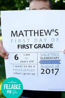 easy printable first day of school infographic sign card for photos