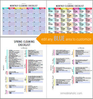 editable cleaning calendar schedule monthly checklist