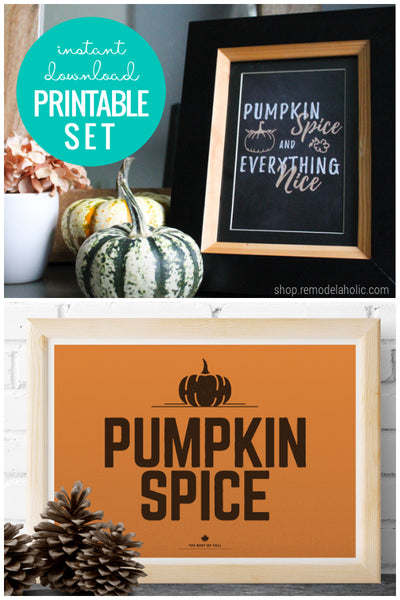 Pumpkin Spice and Everything Nice | Fall Printable Wall Art Bundle
