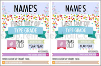 custom text fields for first and last day of school infographic signs
