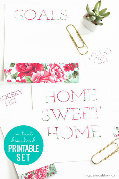 Home Sweet Home Floral Wall Art + Printable Lists