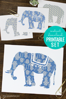 Blue Elephant Printable Decor Set
