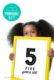 printable black and white numeral birthday sign set