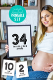 large numeral milestone card set for pregnancy, baby, birthdays - printable in black and white