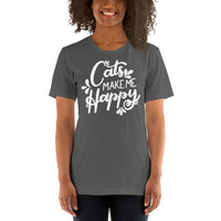 Cats Make Me Happy Short-Sleeve Unisex T-Shirt
