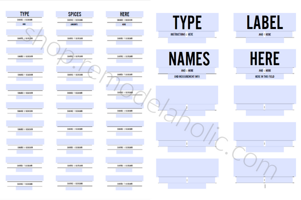 Custom Fillable Spice Labels and Pantry Labels, Modern Minimalist