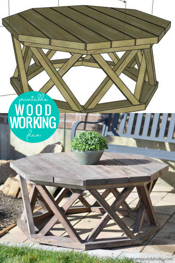 Octagon DIY Outdoor Coffee Table Woodworking Plan Remodelaholic