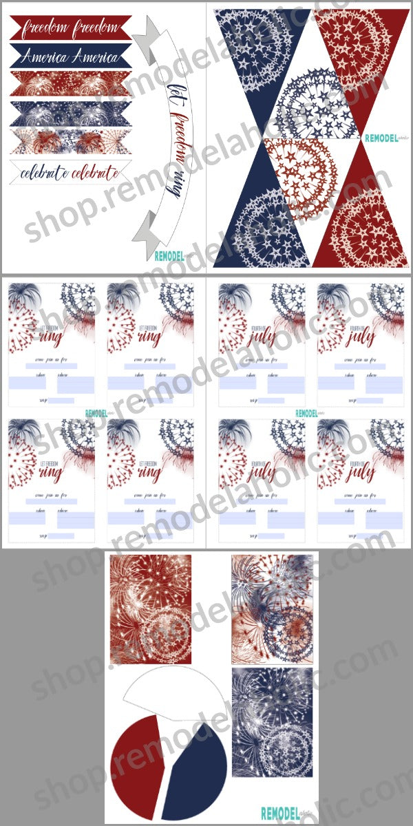 Printable Patriotic Party Pack | 4th of July Party Invitations and Cup ...