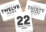 Modern Printable Pregnancy Announcement and Pregnancy Milestone Cards