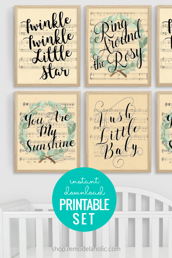 Printable Nursery Rhyme Sheet Music Art (Set of 4) – Remodelaholic