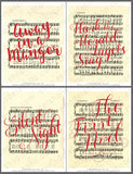 vintage Christmas sheet music printable art, red lettering
