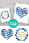 Gold Foil and Blue Heart Love Printable Set