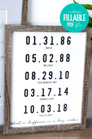 What a difference a day makes - custom personalized date art printable for anniversaries, birthdays, mother's day