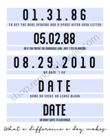 Personalized Important Date Art Printable Set for Anniversary and Birthdays