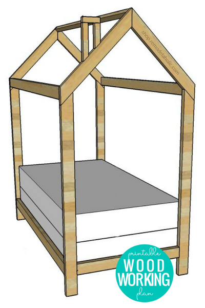 DIY House Bed Frame Woodworking Plan - Twin Size + Trundle Bed